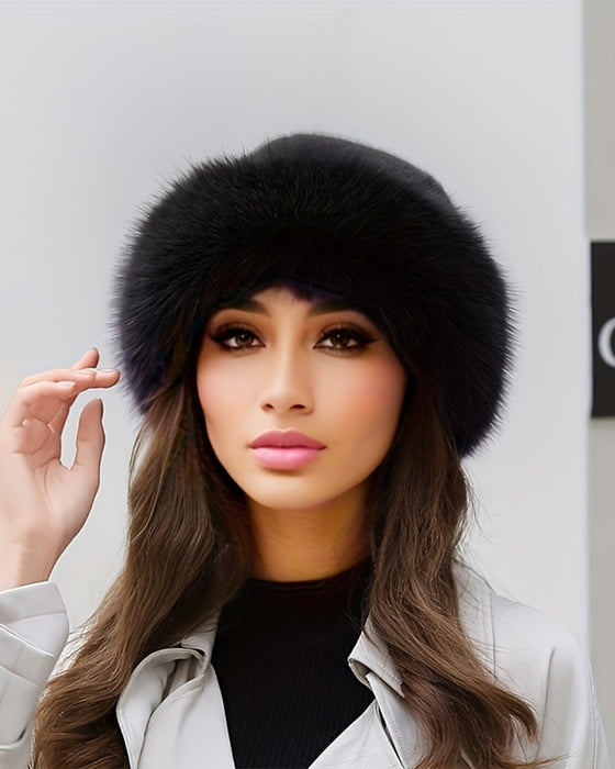 Damenmütze Im Mongolischen Stil Aus Dickem, Warmem Plüsch
