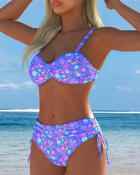 Zweiteiliger Badeanzug mit Blumenprint