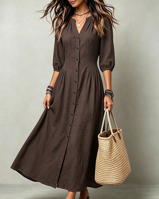 Kleid Kurzarm Vintage Tailliert A-Linie