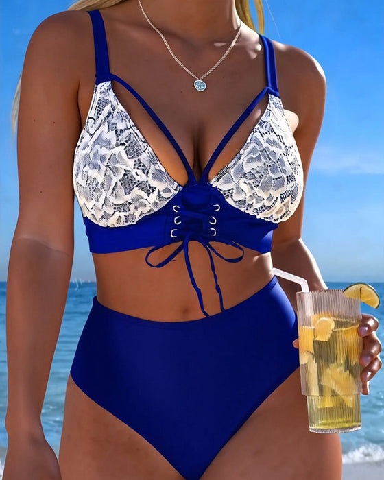 Bikini Spitze Patchwork Binden-Seite