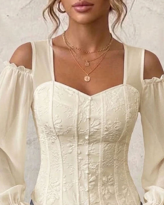 Bluse Off-Shoulder Langarm Taille