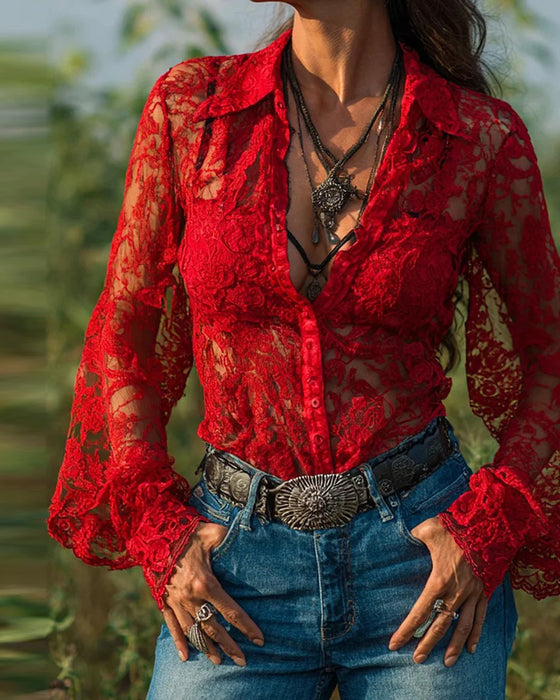 Einfarbige Hemd mit Kragen und langen Ärmeln