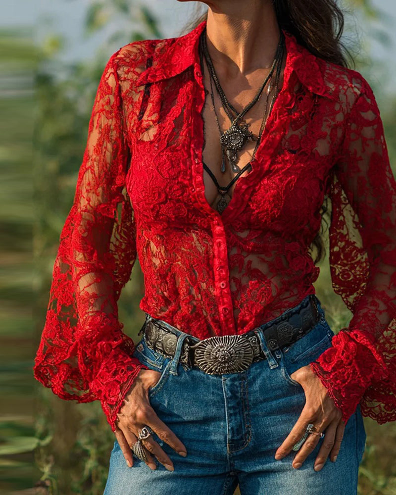 Einfarbige Hemd mit Kragen und langen Ärmeln