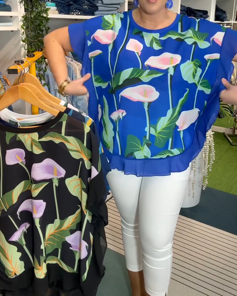 Bluse Fledermausärmel bedruckt