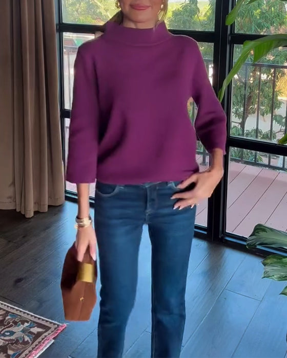 Pullover hochgeschlossen elegant Dreiviertelärmel