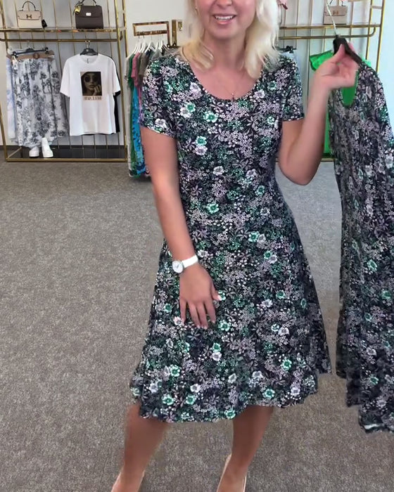 Kleid Stilvoll Schmale Taille Bedruckt