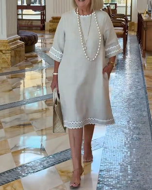 Kleid Wellensaum 3/4-Arm Etuikleid