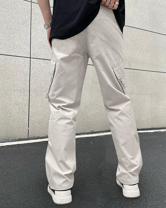 Hose Uni Farbe Reißverschluss Tasche Lässig Herren
