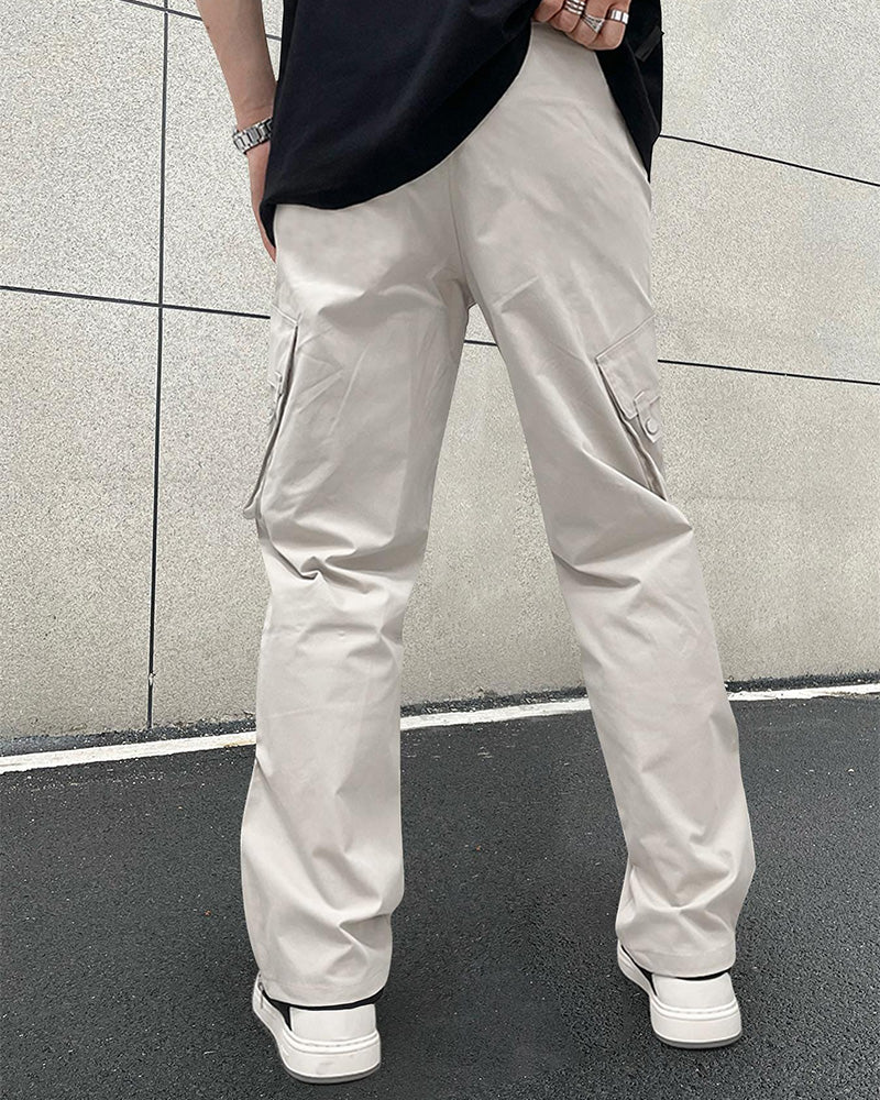 Hose Uni Farbe Reißverschluss Tasche Lässig Herren