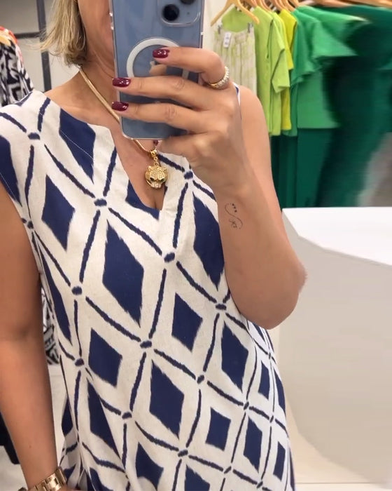 Kleid Ärmellos Diamantschlitz