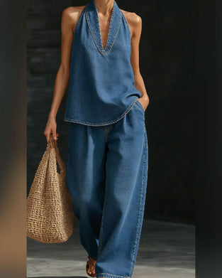 Set Mode Halterhals Denim