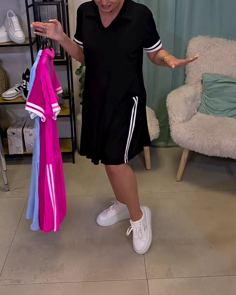 Kleid V-Ausschnitt Colorblock sportlich