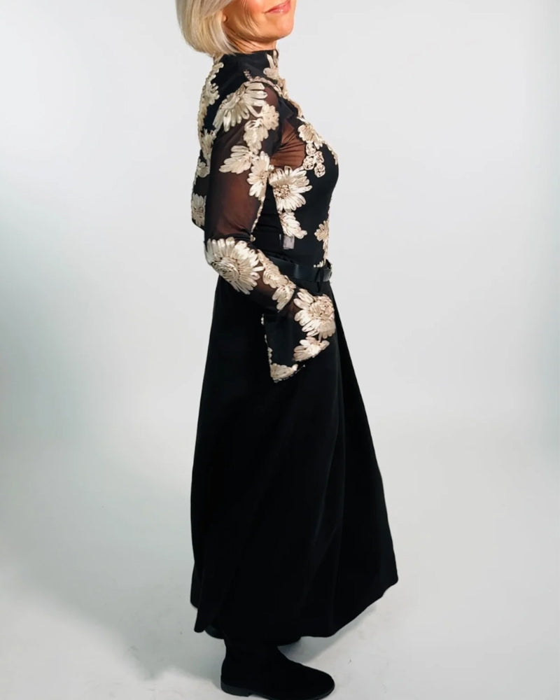 Bluse Trompetenärmel Modisch Blumen