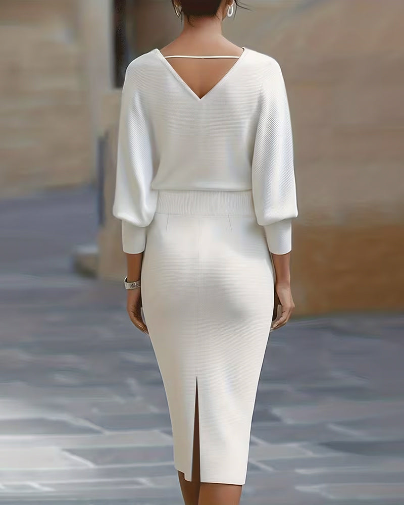 Set Schlitzrock & drapiertes Top Koord