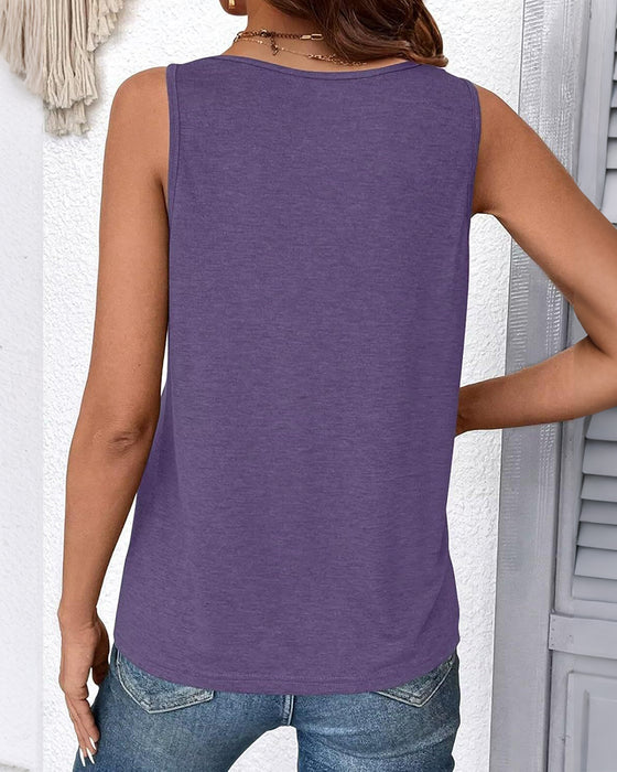 Tanktop Uni Farbe V-Ausschnitt Ärmellos Locker