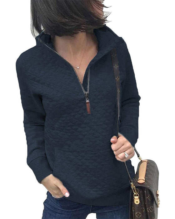 Sweatshirt Lässig Reißverschluss Langarm