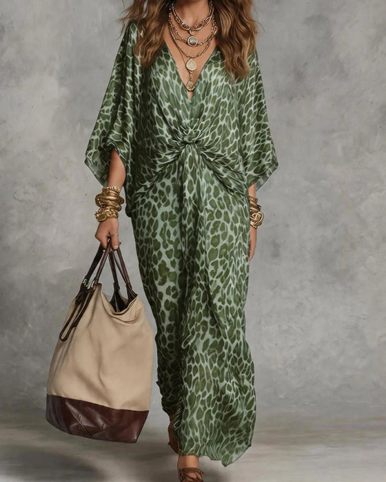 Kleid Trendy Leopard Fledermausärmel