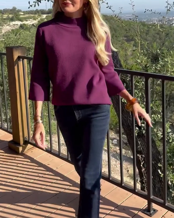 Pullover hochgeschlossen elegant Dreiviertelärmel