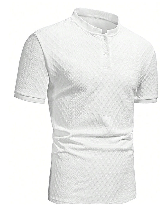 T-Shirt Herren Jacquard Stehkragen