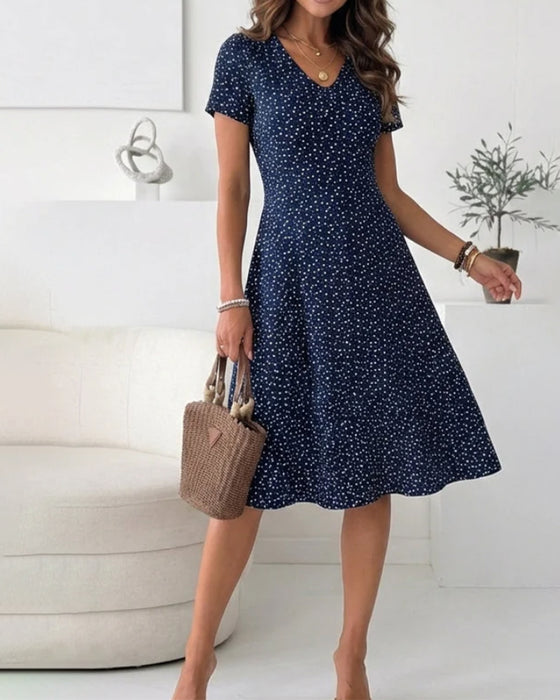 Kleid Herzförmig Tupfen Taille