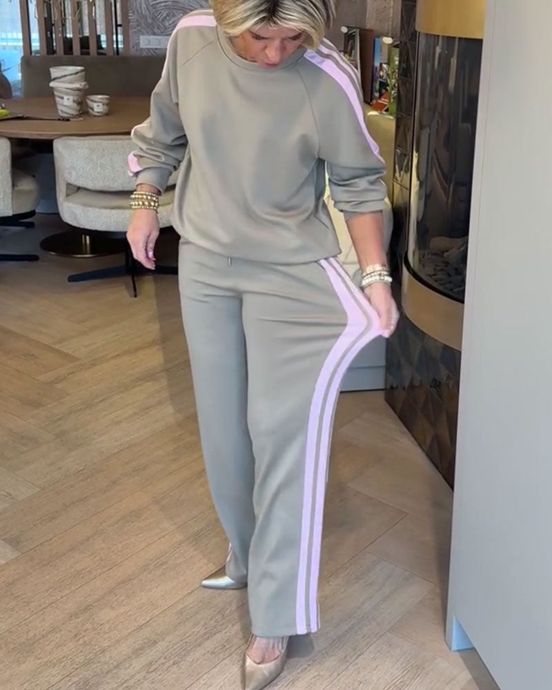 Set mit lässigem locker sitzendem gestreiften Sweatshirt