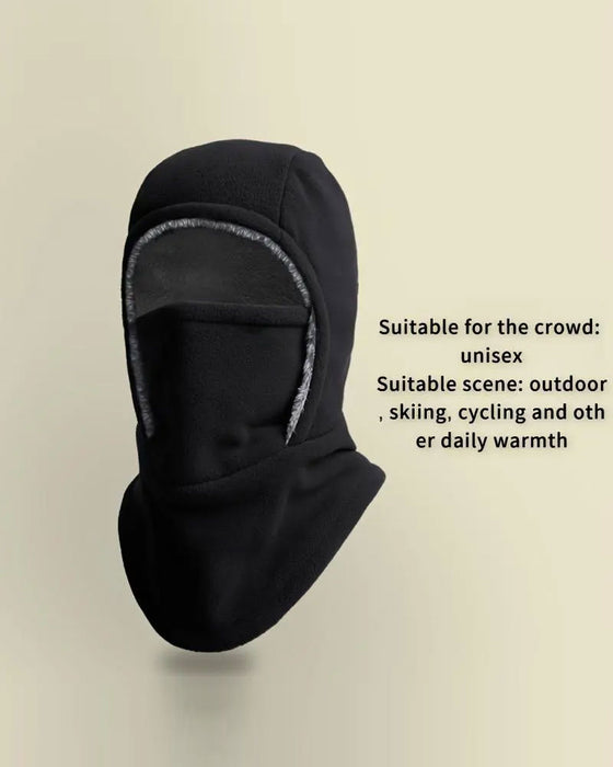 Winter 2 In 1 Mütze Und Gesichtsmaske Winddicht Dickes Fleecefutter Für Outdoor-Sport Schwarz