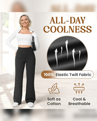 Hose High Waisted Knopfleiste Weites Bein