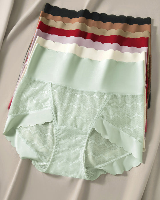 Atmungsfreie Nahtlose High-Waist Spitzen Slip