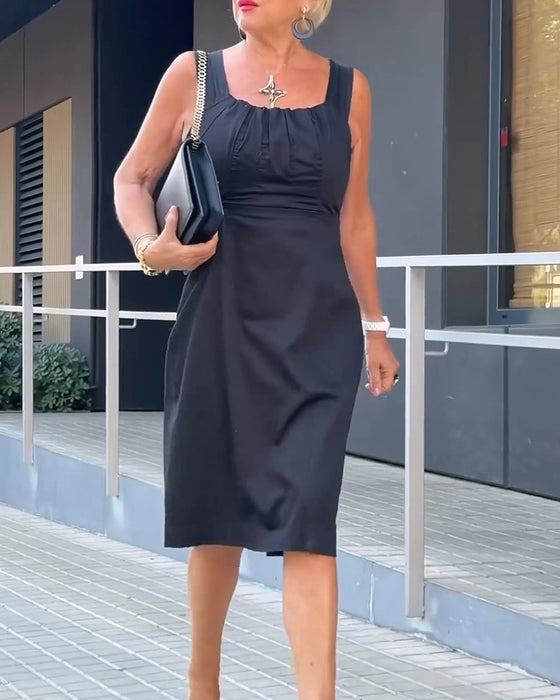 Kleid Quadratausschnitt Einfarbig