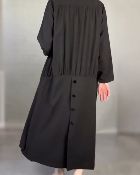 Lockeres Plus-Size-Kleid Mit Knöpfen In Unifarbe