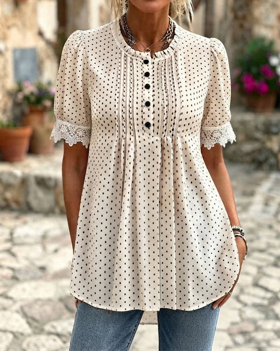 Bluse Puffärmel Polka Dot