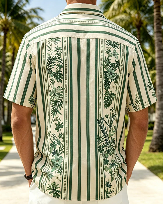 Hemden Revers Botanisch Print Kurzarm