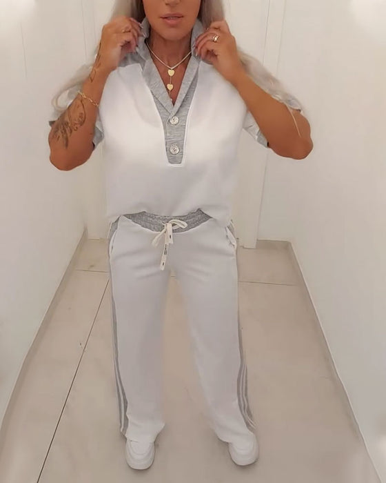 Set Farbblock Camp Kragen Lässig