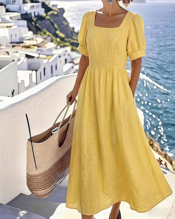 Kleid Quadratischer Ausschnitt Elegant A-Linie Ausgestellt