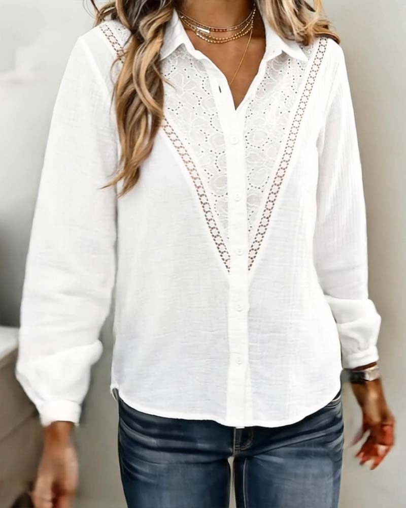 Hemd mit durchbrochenem Revers und Patchwork