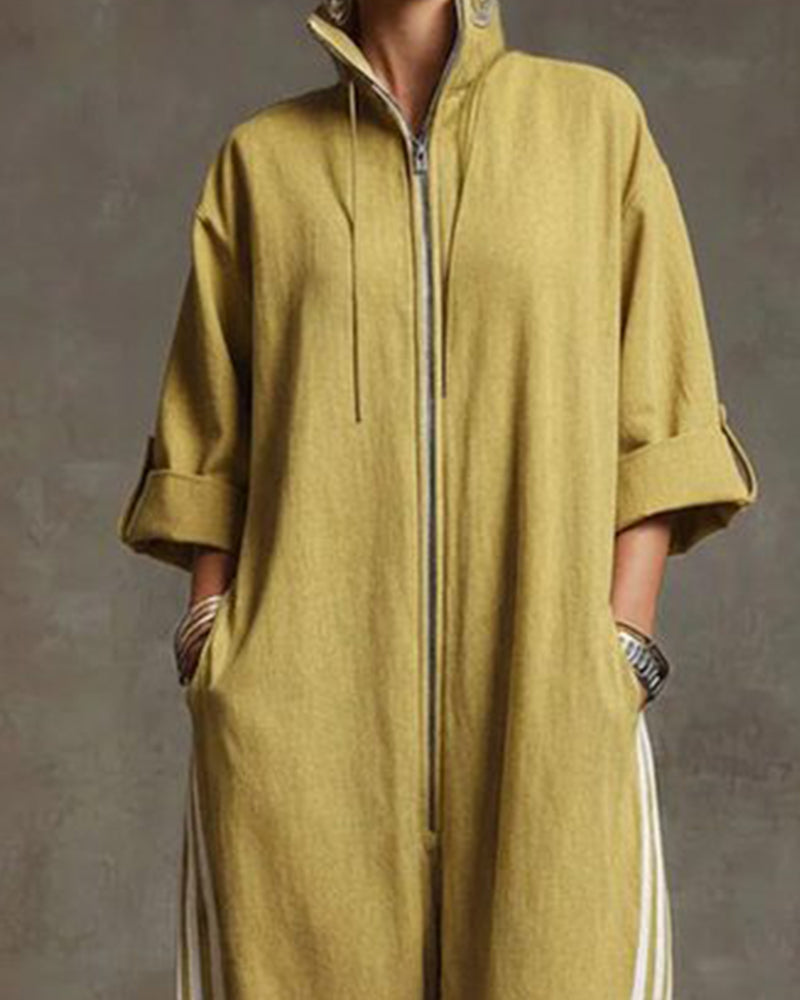 Overall Gestreift Sportlich Reißverschluss