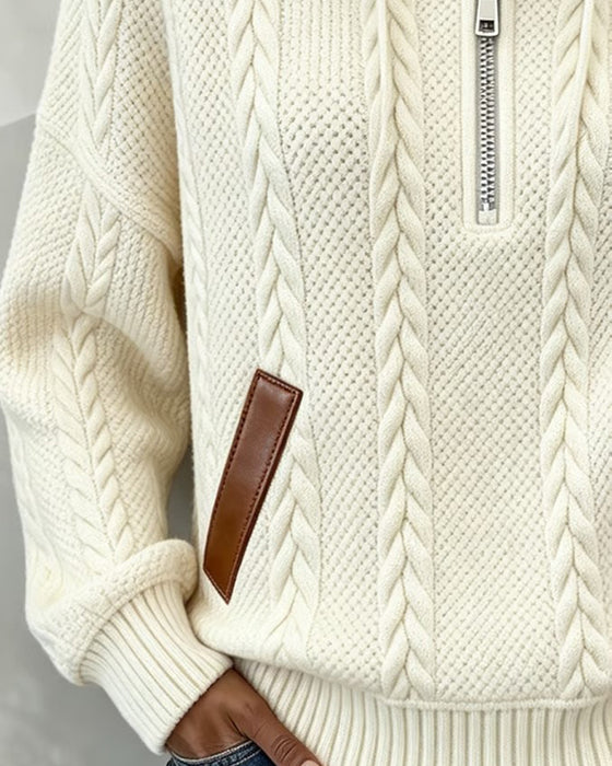 Hoodie Reißverschluss Lässig Rollkragen