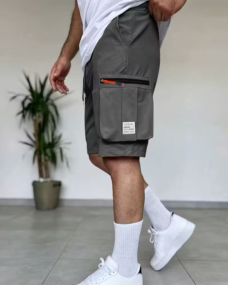 Herren Hose Einfarbig Loose Fit Kurz Cargo