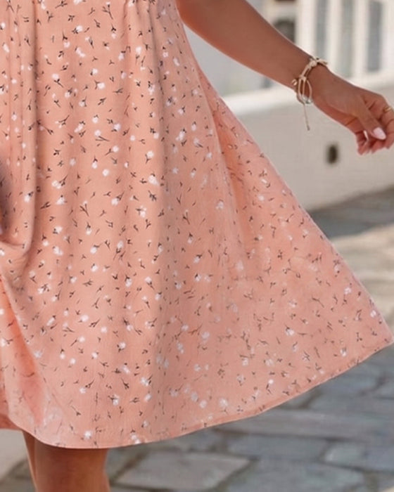 Kleid Puffärmel Blumig Mini