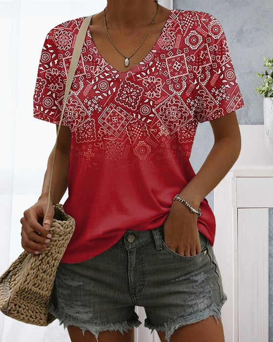 T-Shirt V-Ausschnitt Bedruckt