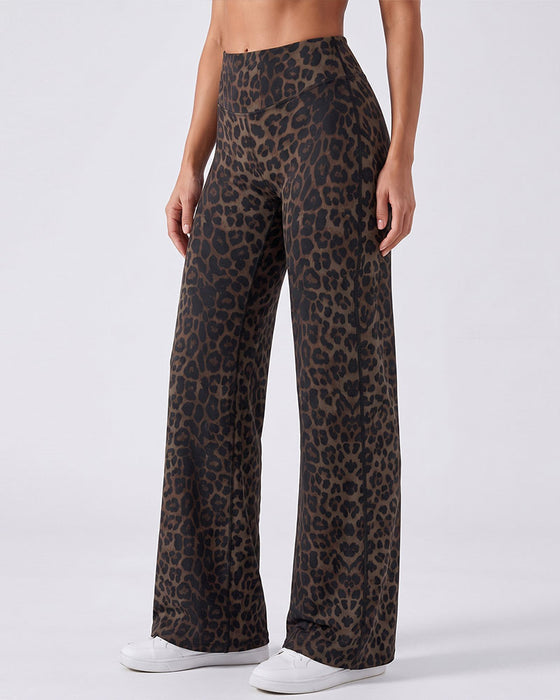 Hose Damen Leopardenmuster Weites Bein Athletic