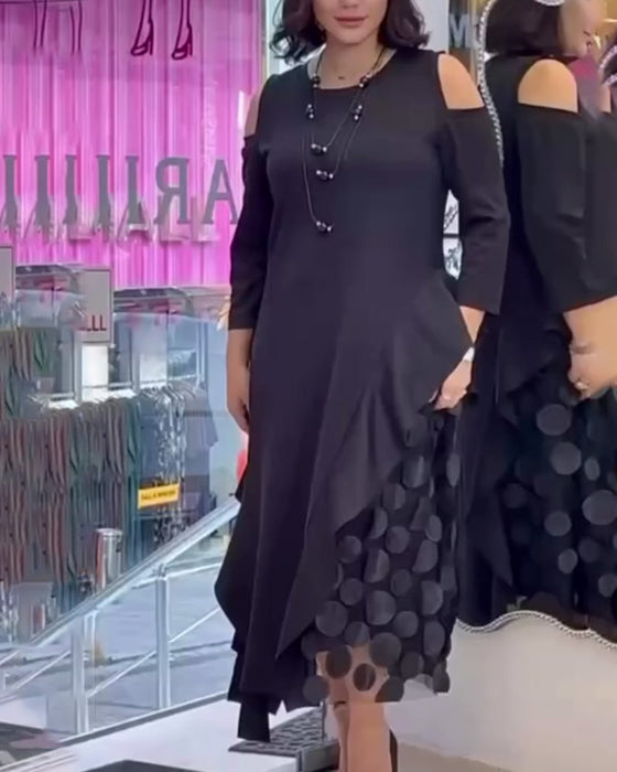 Kleid Offen Schulter Modisch Patchwork