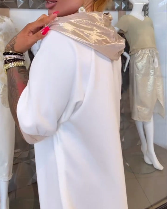 Kleid Kapuze Einfarbig Locker Schlitz