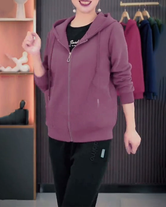 Sweatshirt Mit Kapuze Reißverschluss Locker