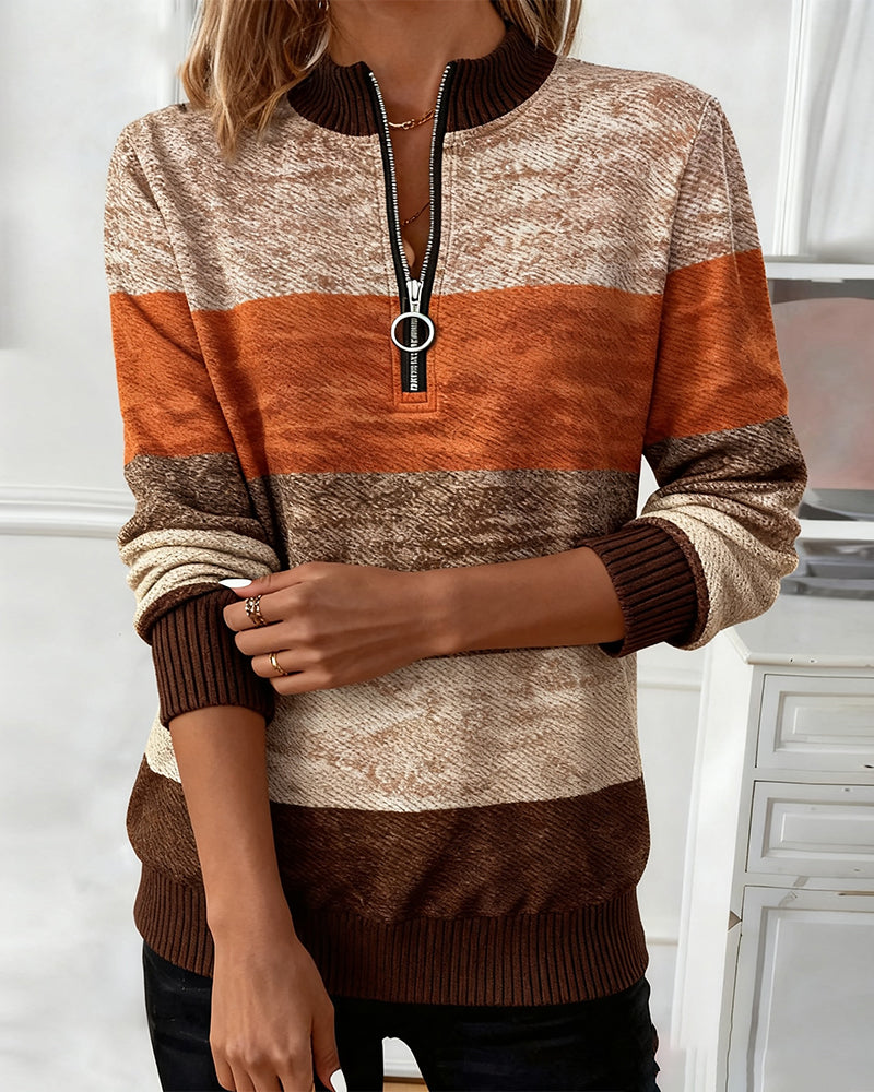 Swearshirt mit Stehkragen und Streifen