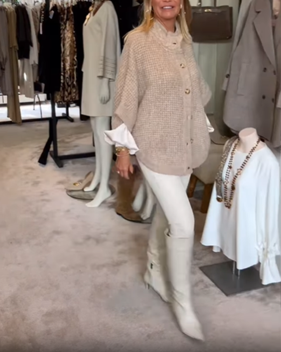 Mantel Waffelmuster lässiger Cardigan