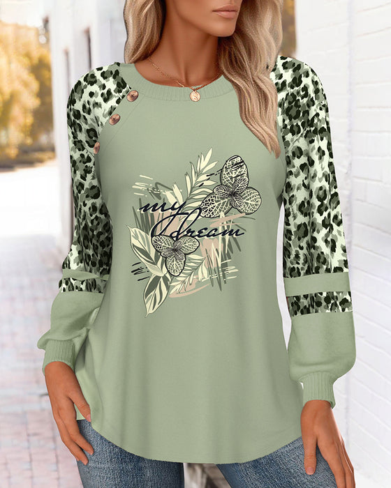 Sweatshirt Rundhalsausschnitt Leopardenprint
