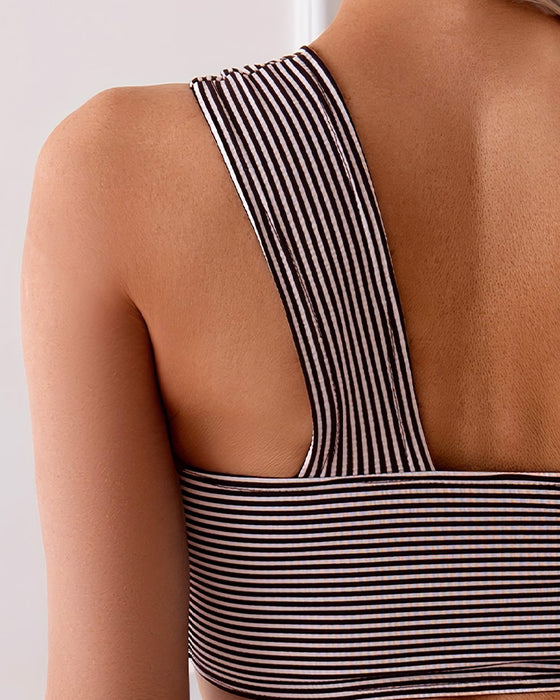 Bikini Nadelstreifen Off-Shoulder Zweiteilig