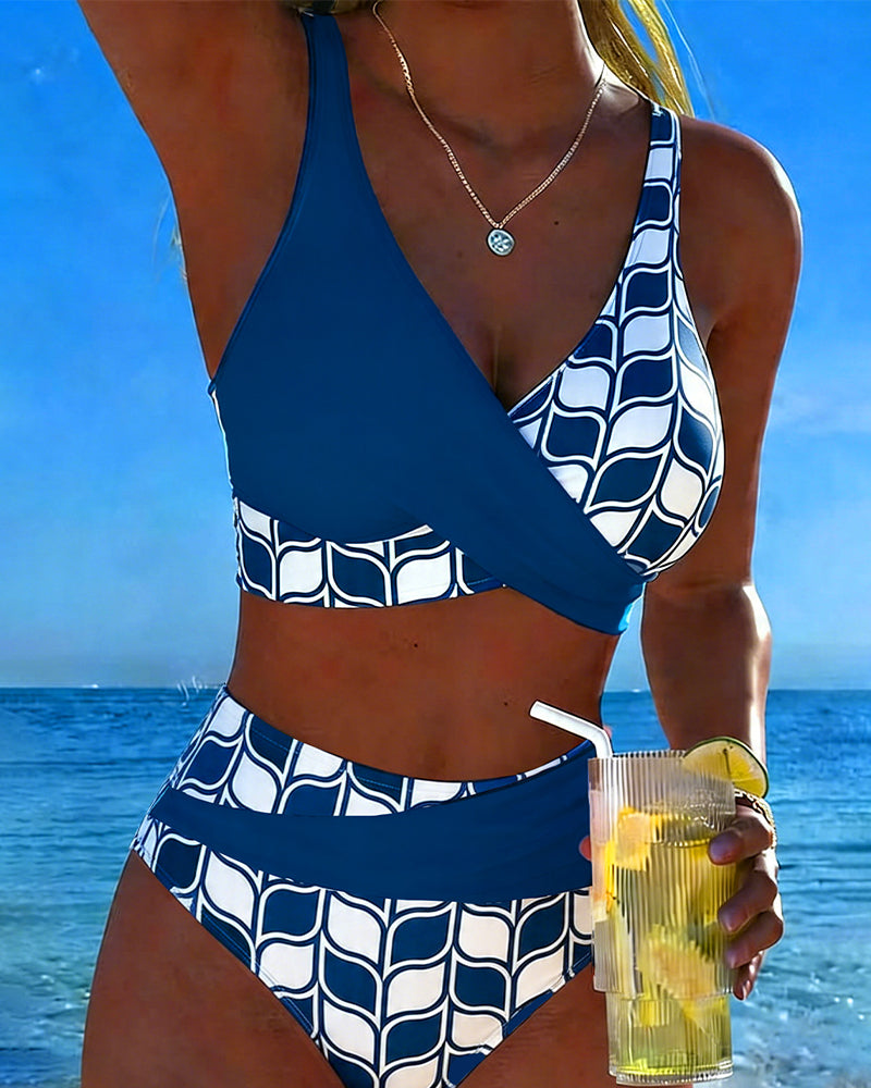 Bikini geometrischer Print zusammengefügt sexy