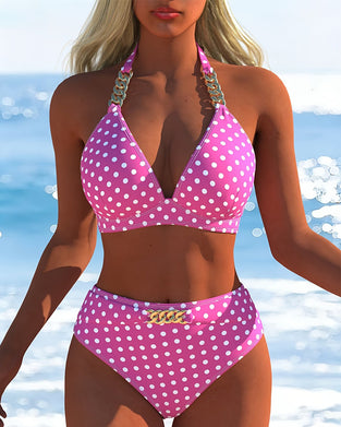 Bikini Polka-Dot Halsschlaufe Zweiteiler